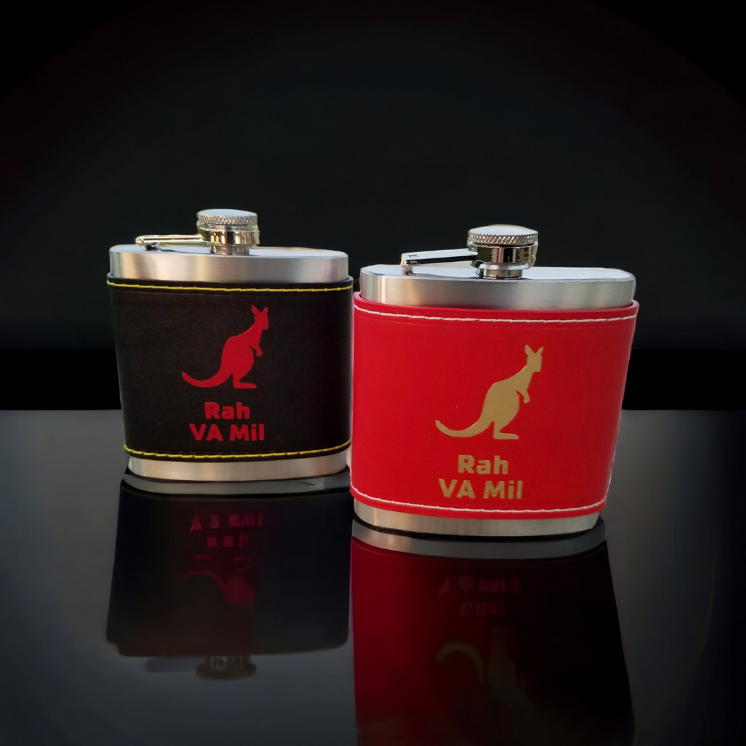 Rah VA Mil | Stainless Steel Flask with Leather Wrap