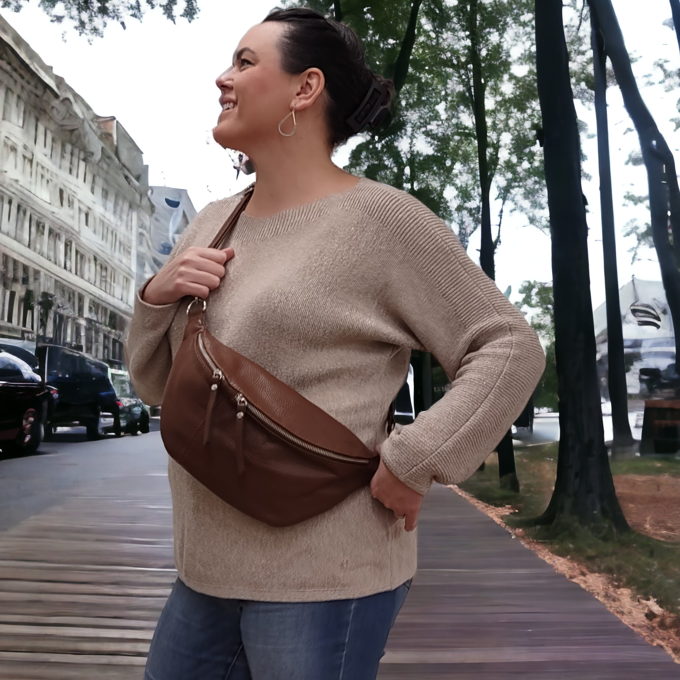 Large Leather Bum Bag Waist Pack Crossbody Cobblestone Shoppes