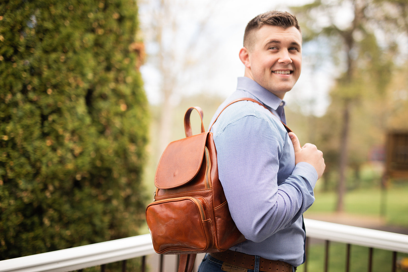 Leather Backpack Black color Made in Italy