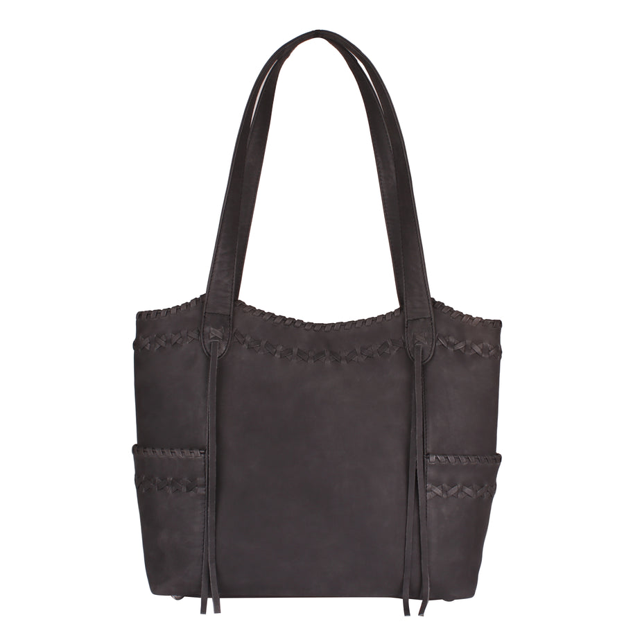 Style "Kendall" | Concealed Carry Tote/Shoulder Bag/Crossbody | Dusty Black - Full Grain Leather | By Lady Conceal