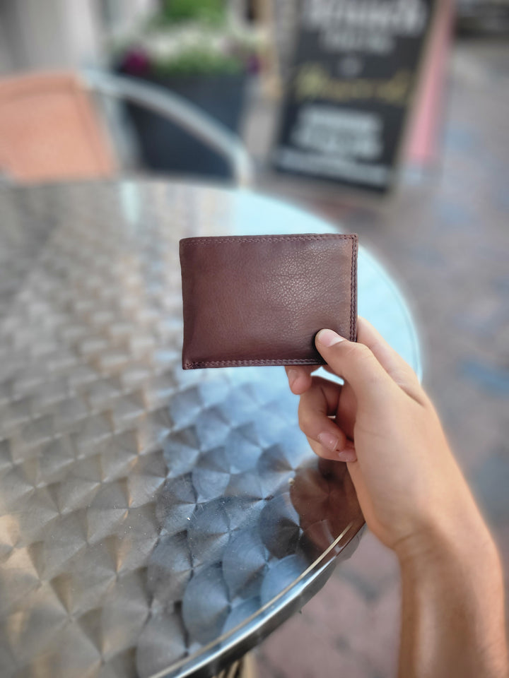 Slim Bi-Fold Wallet with Flip-up Flap