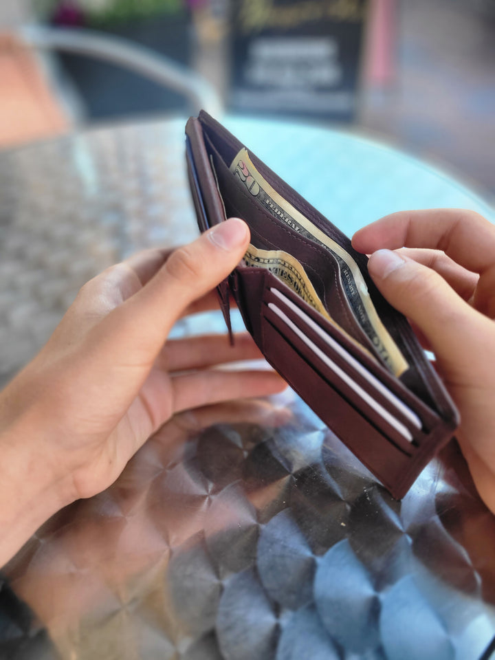 Slim Bi-Fold Wallet with Flip-up Flap