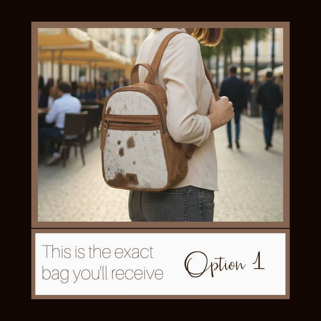 Daisy | Leather Concealed Carry Backpack or Sling | Hair-On Cowhide Accent | Locking Exterior Concealment Pocket | Travel or Commuting Bag