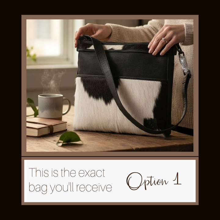 Diana | Leather Concealed Carry Crossbody, Shoulder Bag | Hair-On Cowhide Accents | Mid-Size Bag | Locking Exterior Concealment Pocket