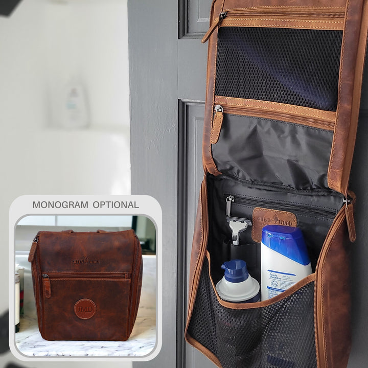 Leather Hanging Toiletry Bag (Unisex)