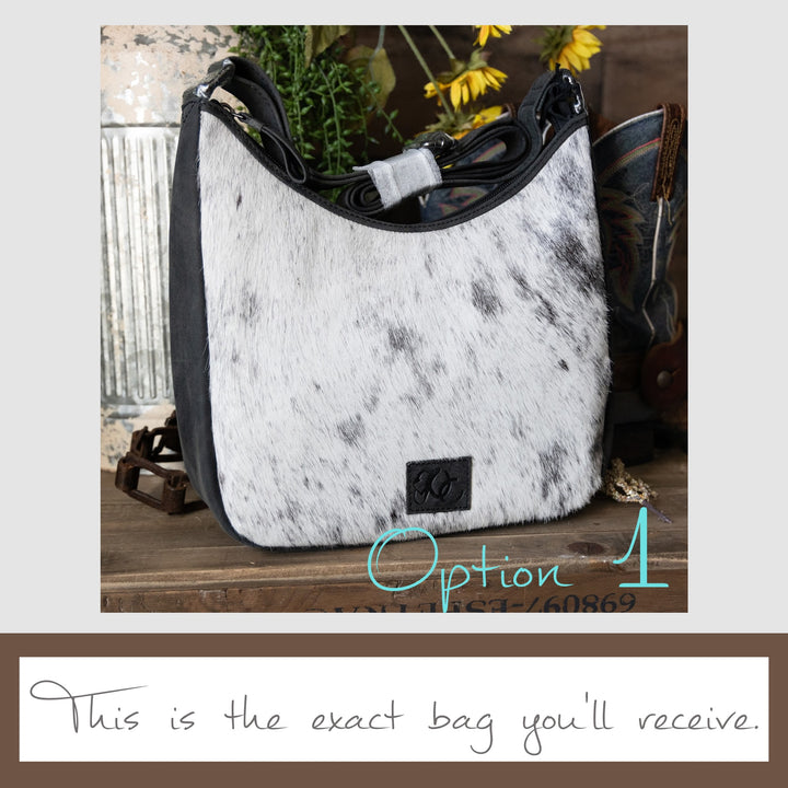 Penny | Leather Concealed Carry Crossbody, Shoulder Bag | Western Boho Style Hair-On Cowhide Accents | Locking Exterior Concealment Pocket