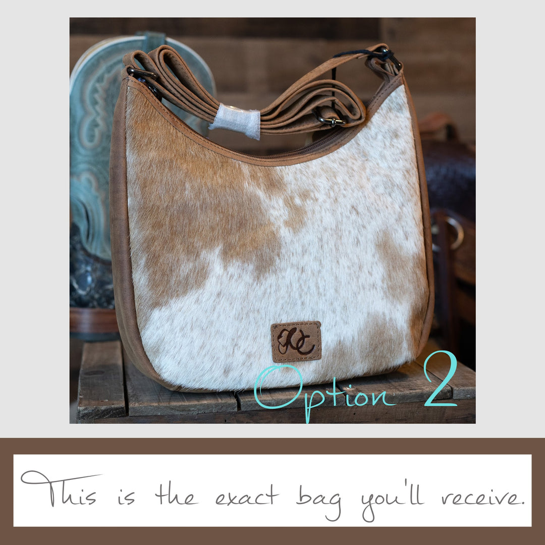 Penny | Leather Concealed Carry Crossbody, Shoulder Bag | Western Boho Style Hair-On Cowhide Accents | Locking Exterior Concealment Pocket