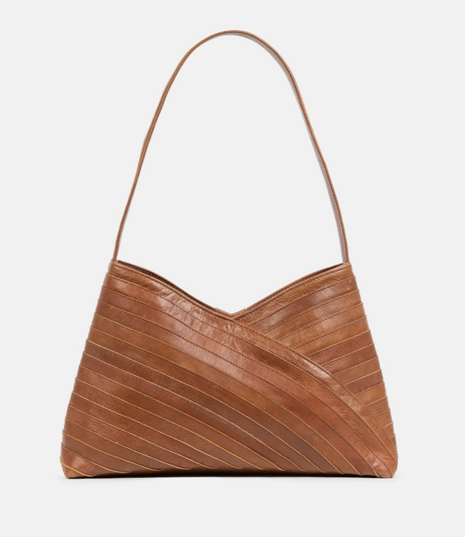 Bahama Leather Tote with Criss-Crossed Detail