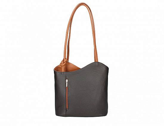 Convertible Handbag in Pebble-Grain Leather