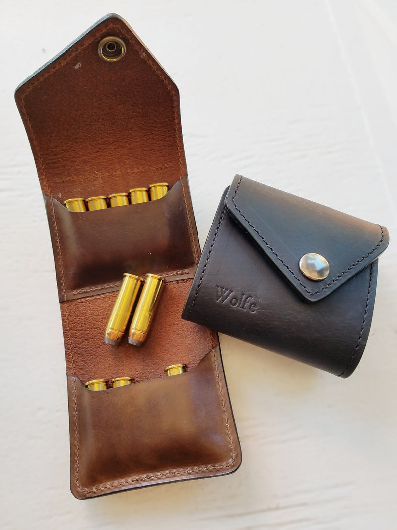 Leather Ammo Case for Large Caliber PISTOL Rounds