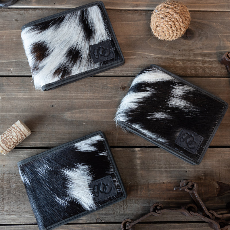 Charlie | Bi-Fold Leather Wallet with RFID Blocking Technology | Hair-On Cowhide Accents