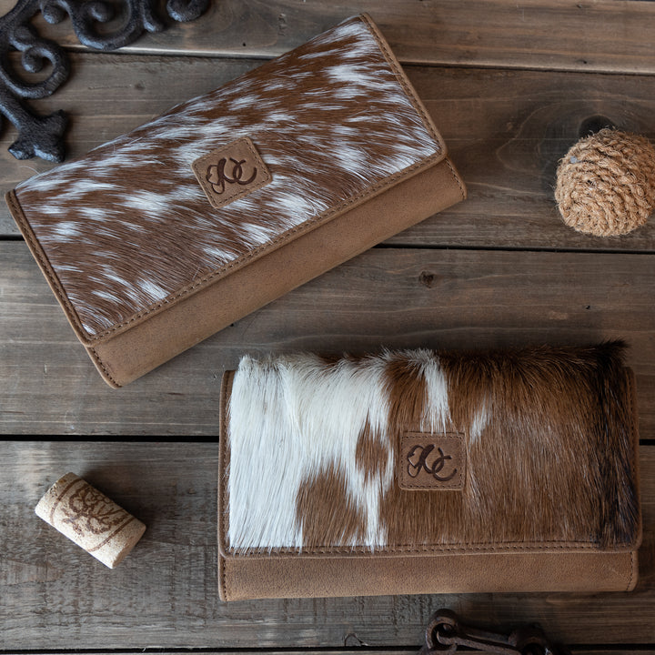 Rikki | Leather Western-Style Long Wallet with RFID Blocking Technology | Hair-On Cowhide Accents