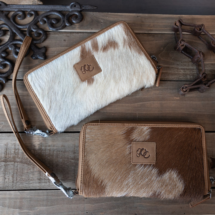 Shelby | Leather Hair-On Cowhide Clutch/Wallet with RFID Blocking Technology | High Capacity for Cards