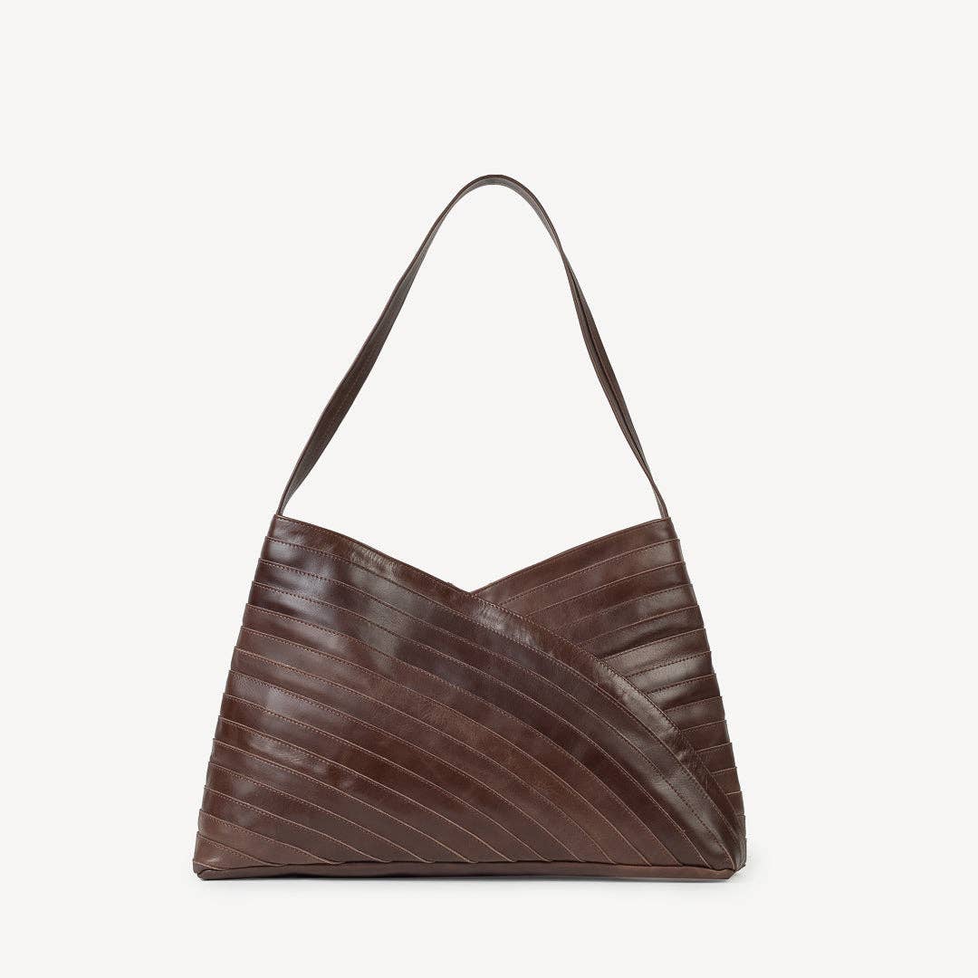 Bahama Leather Tote with Criss-Crossed Detail