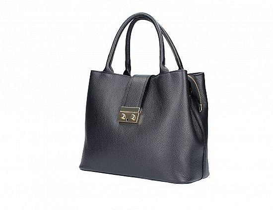 Calvin Klein Black Pebble Leather Convertible Satchel Shoulder Bag Buckle  Accent