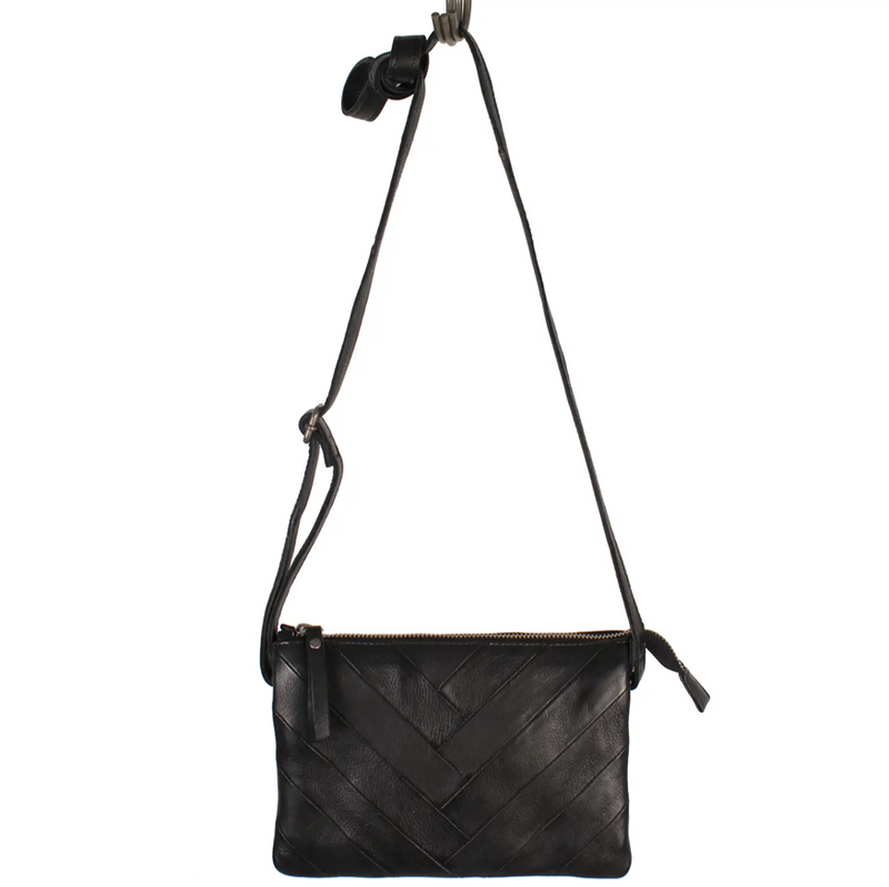 Lizzie Leather Cross-body with Herringbone Front