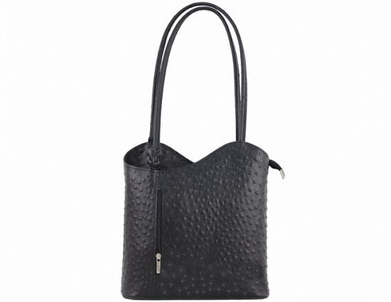 Convertible Handbag in Ostrich Print Leather
