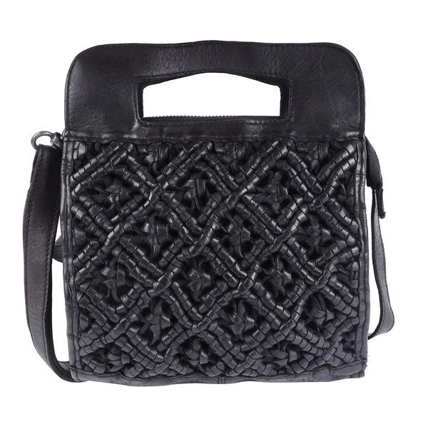 Juliette Mini Tote / Cross-body with Leather Crochet Woven Front