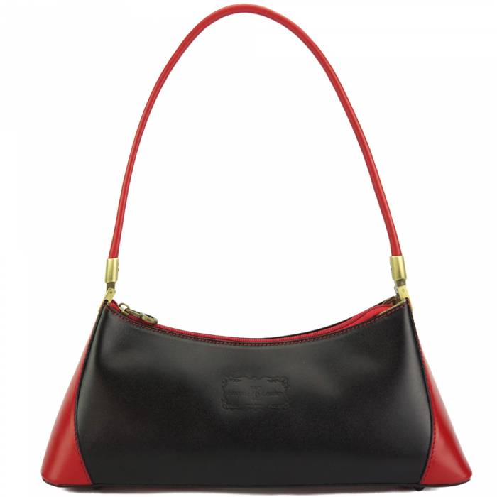 Petite & Sassy 'Night on the Town' Leather handbag | Black + Red