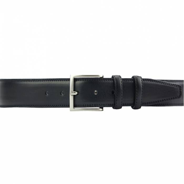 Italian Leather Dress Belt, Double Stitched, 1-1/4" wide 38 / Black Italian Leather Dress Belt, Double Stitched, 1-1/4" wide 38 / Black