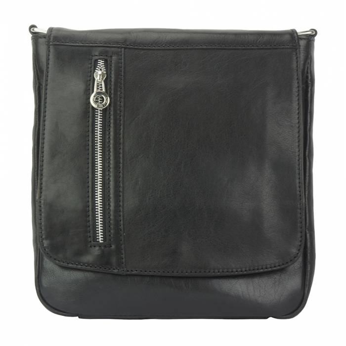 Compact Messenger Bag, Marbled Leather