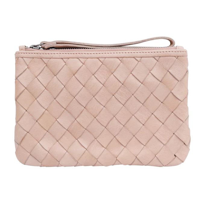 Amara Leather Woven Clutch