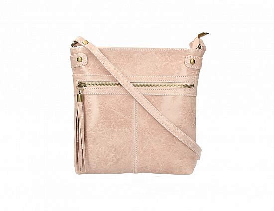 Leather Cross-body | crushed texture | Blush