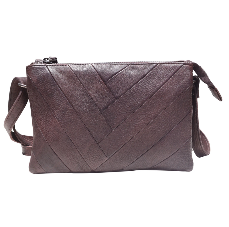 Lizzie Leather Cross-body with Herringbone Front