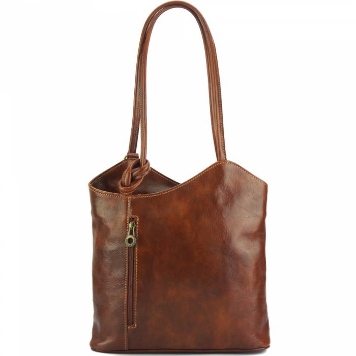Italian Leather 'Vera Pelle' Handbag, Converts to Backpack