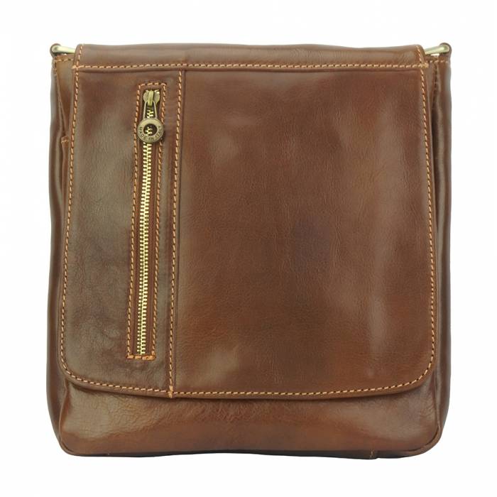 Compact Messenger Bag, Marbled Leather