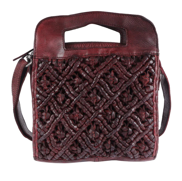 Juliette Mini Tote / Cross-body with Leather Crochet Woven Front