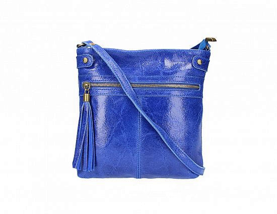 Leather Cross-body | crushed texture | Cobalt Blue
