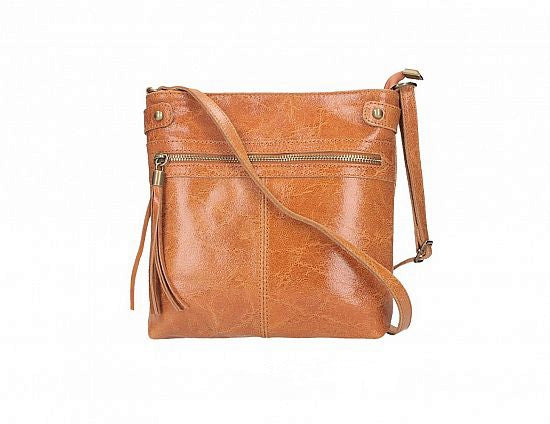 Leather Cross-body | crushed texture | Cognac