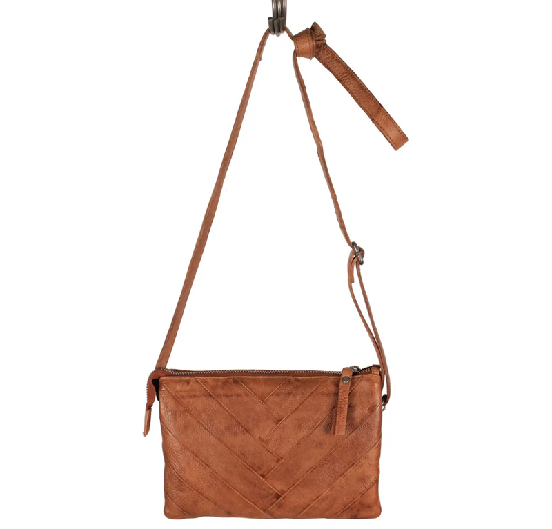 Lizzie Leather Cross-body with Herringbone Front