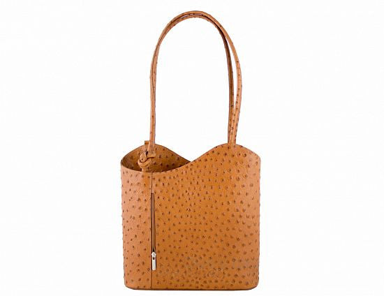 Convertible Handbag in Ostrich Print Leather