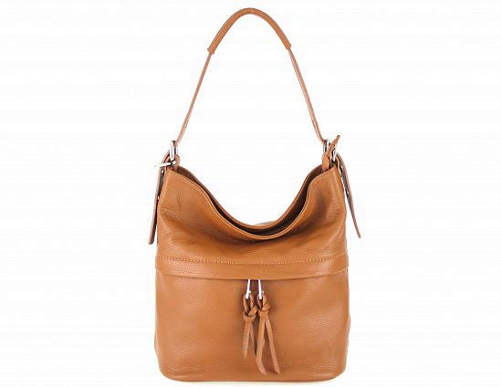 Leather 'Vera Pelle' Italian Handbag, Sporty Bucket Bag