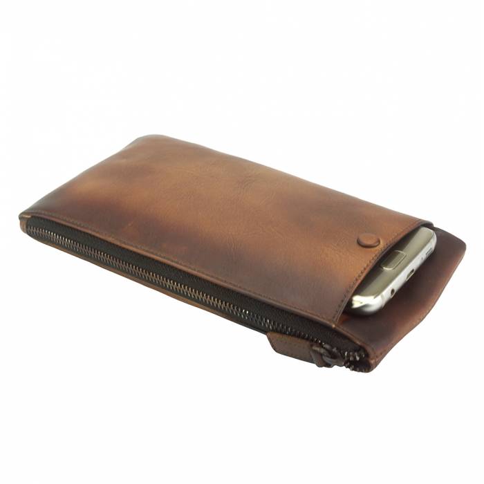 Versatile Long Wallet, Distressed Leather (Unisex)