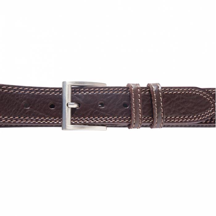 Italian Leather Casual Jeans Belt, Double Stitched, 1-1/2" wide