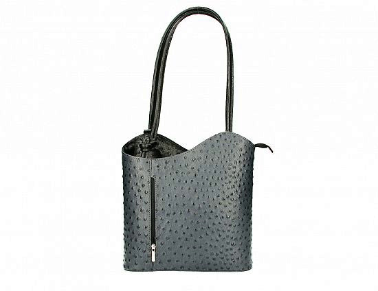 Convertible Handbag in Ostrich Print Leather