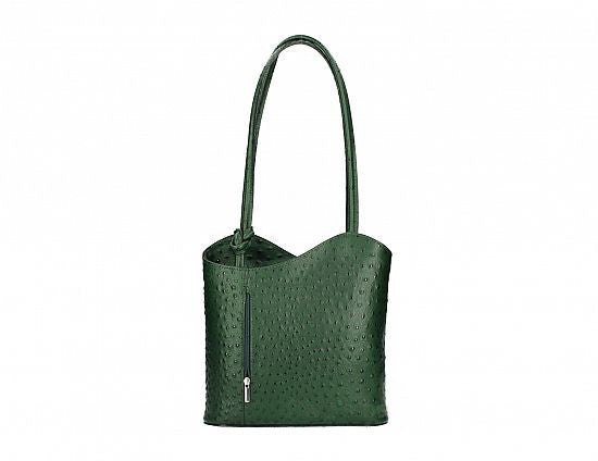 Convertible Handbag in Ostrich Print Leather