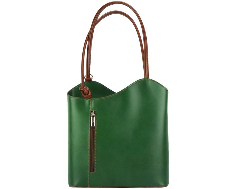 Convertible Handbag in Smooth Calf-Skin Leather