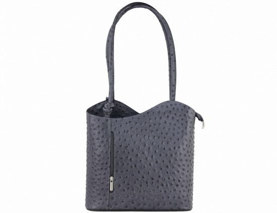Convertible Handbag in Ostrich Print Leather