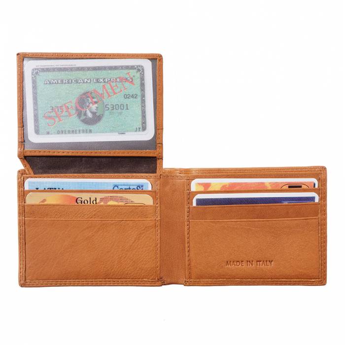 Slim Bi-Fold Wallet with Flip-up Flap