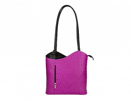Convertible Handbag in Ostrich Print Leather