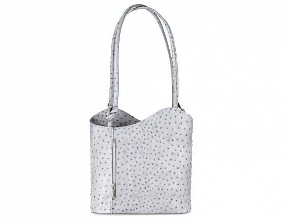 Convertible Handbag in Ostrich Print Leather