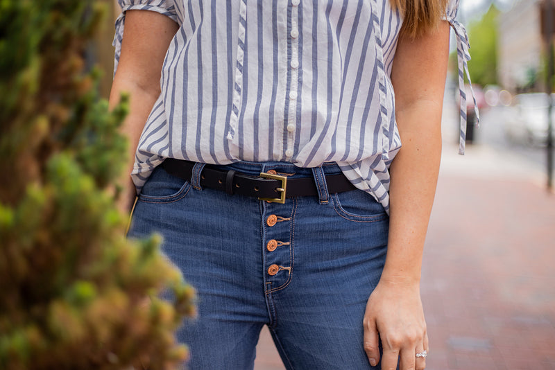 Water Buffalo Leather Belt, 1" wide, Square Buckle [Quick Ship]