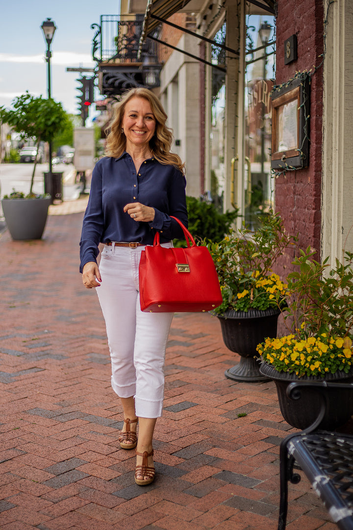 Timeless Tote with Latch Accent