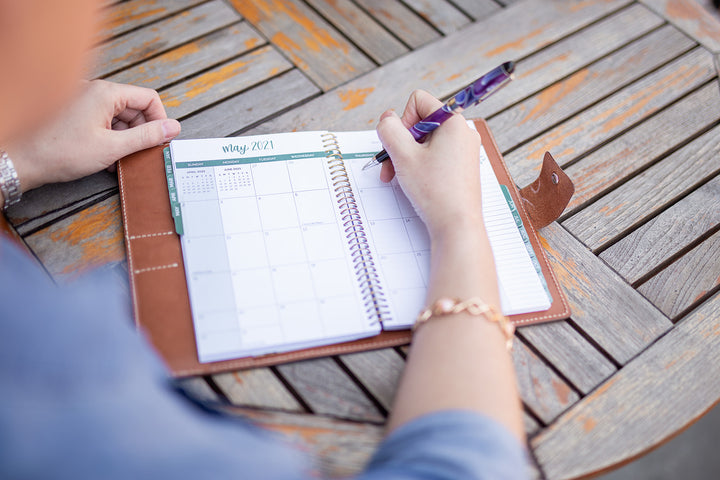 Leather Day Planner Cover with Calendar Insert