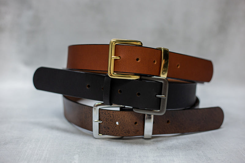 Water Buffalo Leather Belt, 1-1/2" wide, Square Buckle [Quick Ship]