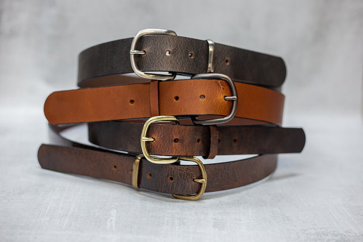 Water Buffalo Leather Belt, 1-1/2" wide, Round Buckle [Quick Ship]